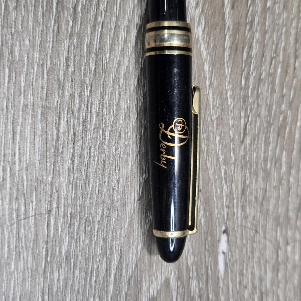 Vintage The Derby Logo Black Resin Gold Trim Twist Ballpoint Pen Executive
